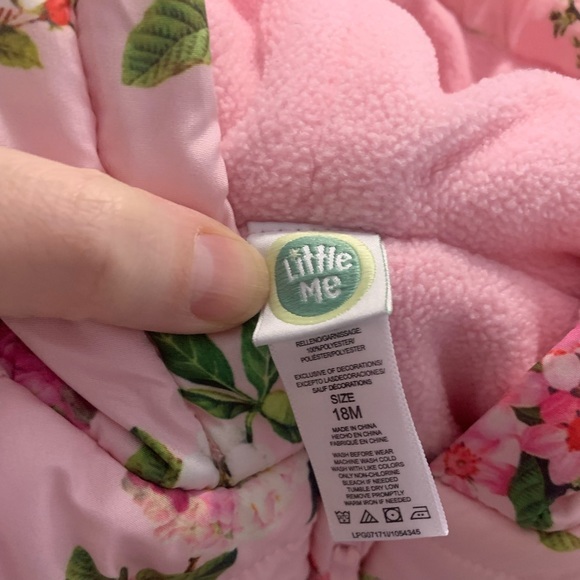 Little Me Floral Pink Puffer Baby Jacket - Picture 5 of 5